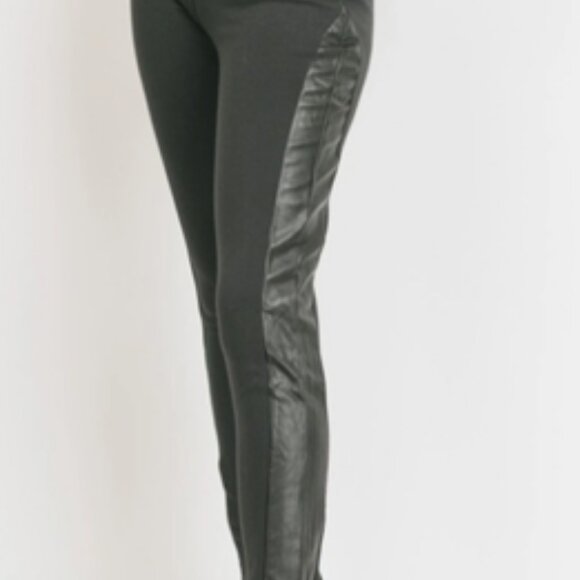 Skinny Dress Pants with Leather Detail - Picture 6 of 6
